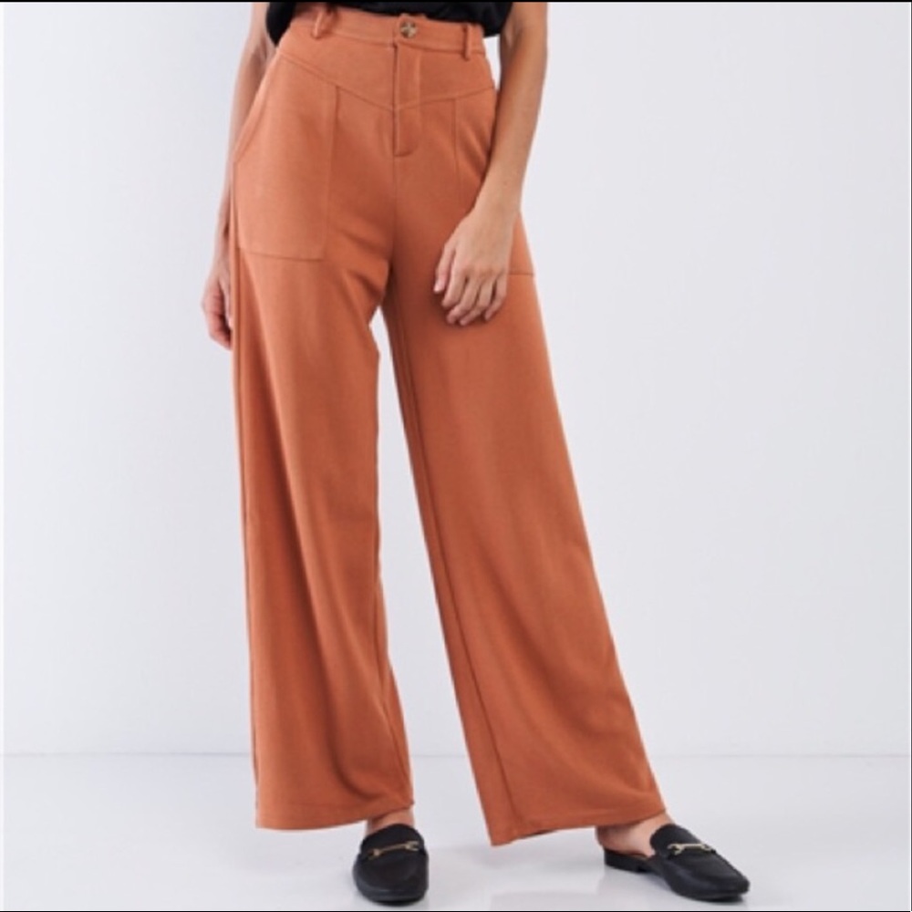 Burnt sienna Wide leg high waisted pants
